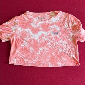 Salt Life Coral and White crop Tie-Dye Tee